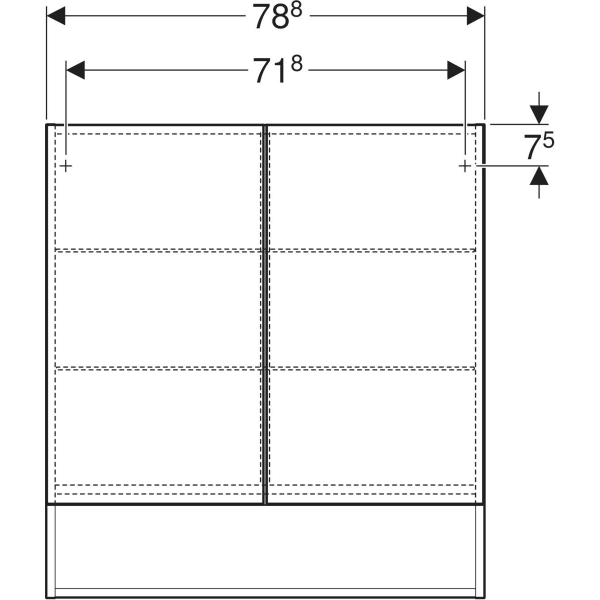 Keramag Geberit Selnova Square Mirror Cabinet With Two Doors And Four Glass Shelves