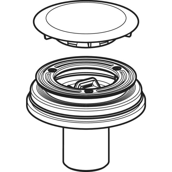 Keramag Geberit Shower Drain D90 For Cross-floor Installation Without Trap With Drain Cover