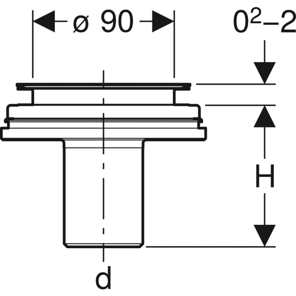 Keramag Geberit Shower Drain D90 For Cross-floor Installation Without Trap With Drain Cover
