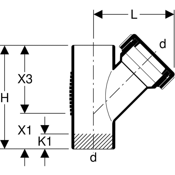 Keramag Geberit Silent-db20 Access Pipe 45° With Round Service Opening