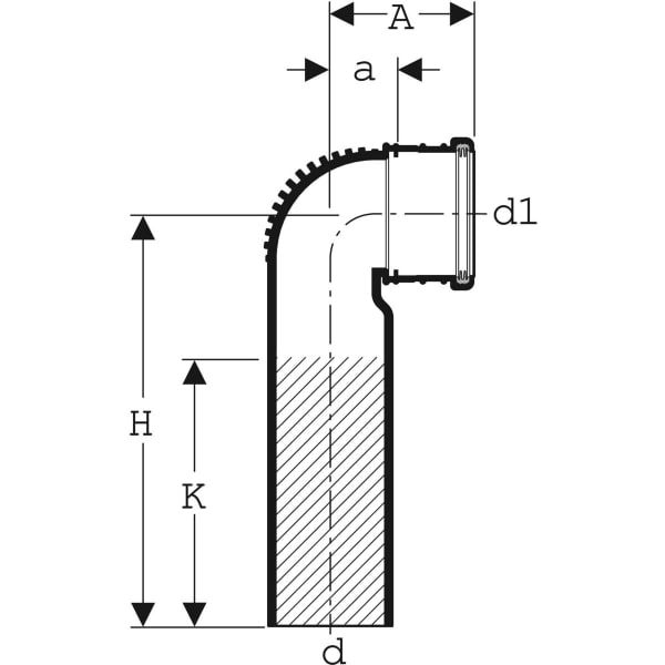 Keramag Geberit Silent-db20 Bend 90° Extended With Small Radius