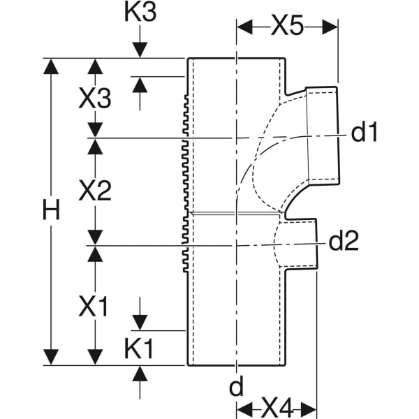 Keramag Geberit Silent-db20 Combined Branch Fitting 88.5° Swept-entry