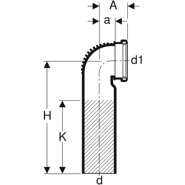 Keramag Geberit Silent-db20 Connection Bend 90° For Wall-hung WC Shortened With Small Radius