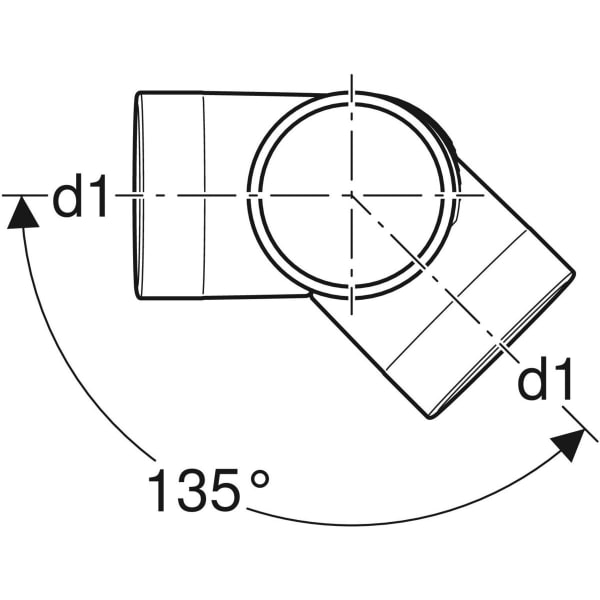 Keramag Geberit Silent-db20 Corner Branch Fitting 88.5° / 135° Swept-entry