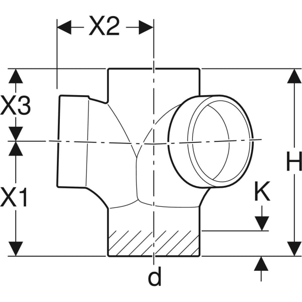 Keramag Geberit Silent-db20 Corner Branch Fitting 88.5° / 135° Swept-entry