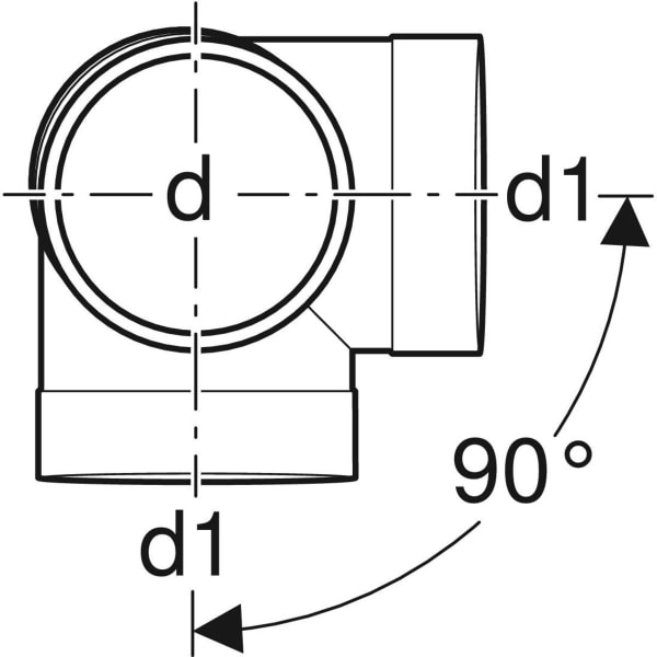 Keramag Geberit Silent-db20 Corner Branch Fitting 88.5° / 90° Swept-entry