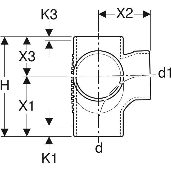Keramag Geberit Silent-db20 Corner Branch Fitting 88.5° / 90° Swept-entry