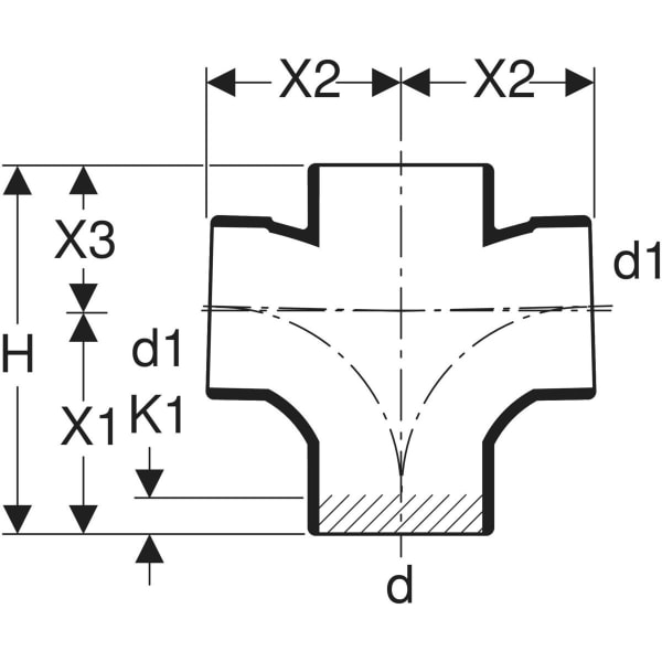 Keramag Geberit Silent-db20 Double Branch Fitting 88.5° Swept-entry