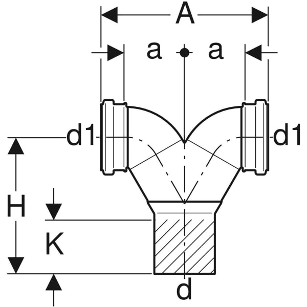 Keramag Geberit Silent-db20 Double Connection Bend 90° For Wall-hung WC