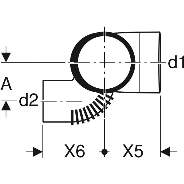 Keramag Geberit Silent-db20 Duct Branch Fitting 88.5° Swept-entry Right