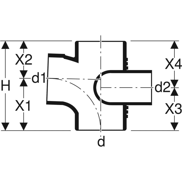 Keramag Geberit Silent-db20 Duct Branch Fitting 88.5° Swept-entry Left