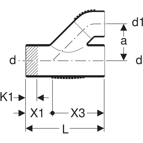 Keramag Geberit Silent-db20 Parallel Branch Fitting 45°