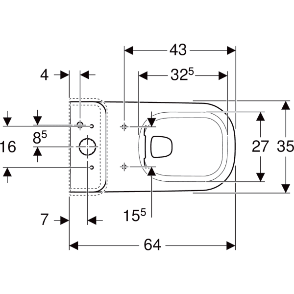 Keramag Geberit Smyle Floor-standing WC For Close-coupled Exposed Cistern Washdown Semi-shrouded Rimfree