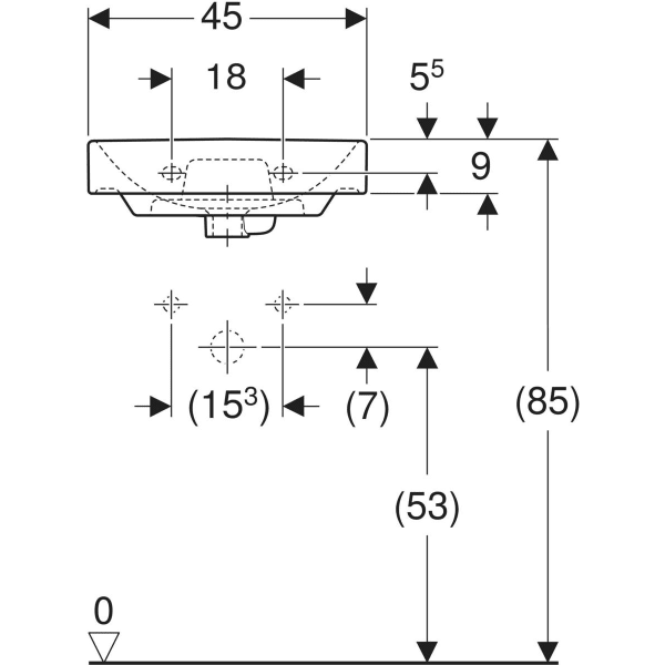 Keramag Geberit Smyle Square Handrinse Basin With Asymmetrical Overflow