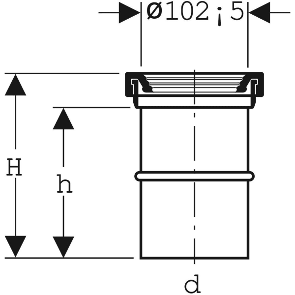Keramag Geberit Straight Connector With Sleeve And Round Cord Ring