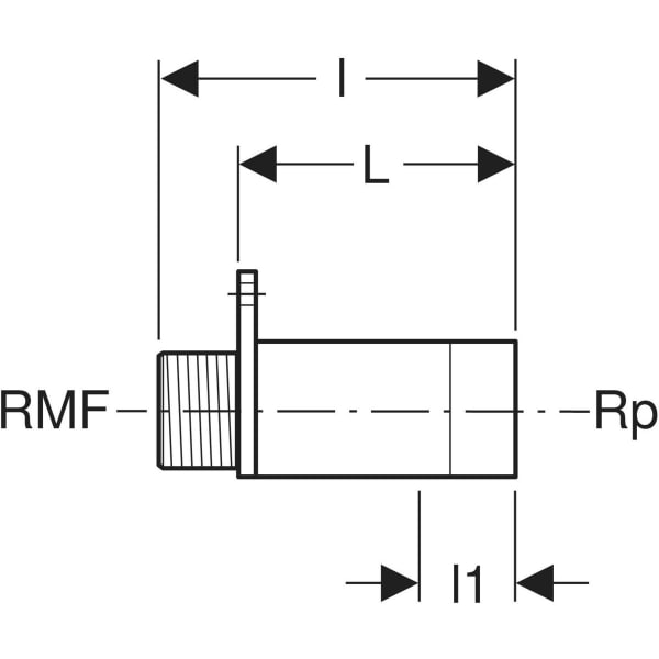 Keramag Geberit Tap Connector Straight With Male Thread MF 1/2"