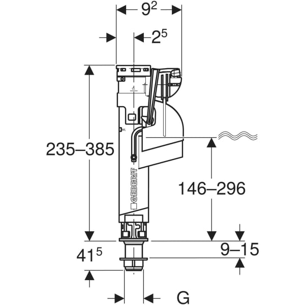 Keramag Geberit Type 360 Fill Valve Bottom Water Supply Connection 3/8" Nipple Made Of Plastic