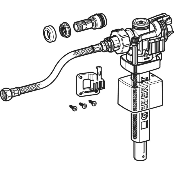 Keramag Geberit Type 383 Fill Valve Lateral Water Supply Connection 3/8" Nipple Made Of Brass