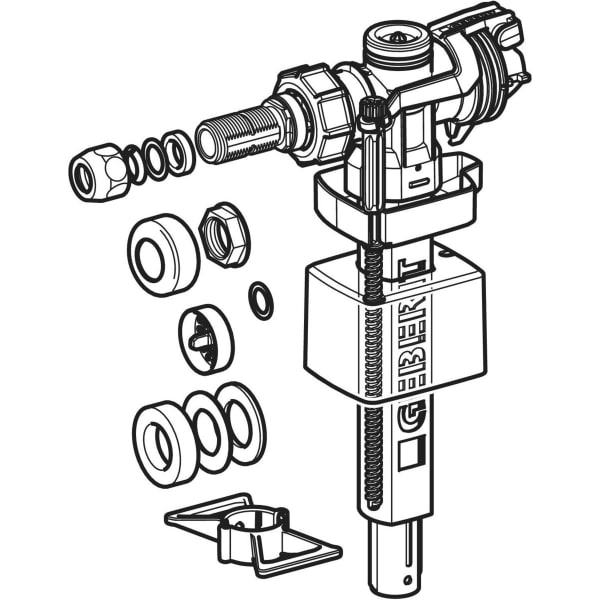 Keramag Geberit Type 383 Fill Valve Lateral Water Supply Connection 3/8" Nipple Made Of Brass