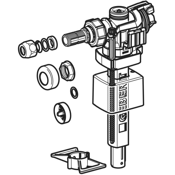 Keramag Geberit Type 383 Fill Valve Lateral Water Supply Connection 3/8" Nipple Made Of Brass
