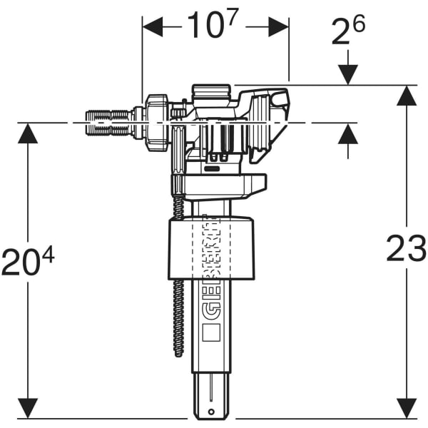 Keramag Geberit Type 383 Fill Valve Lateral Water Supply Connection 3/8" Nipple Made Of Brass