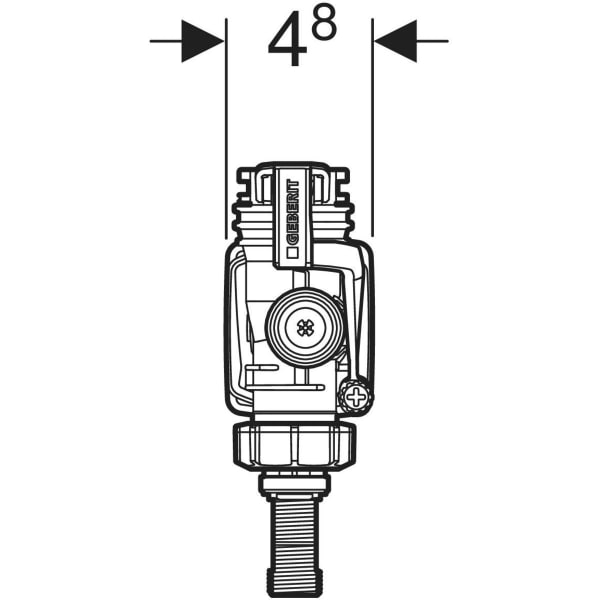 Keramag Geberit Type 383 Fill Valve Lateral Water Supply Connection 3/8" Nipple Made Of Brass With Copper Pipe