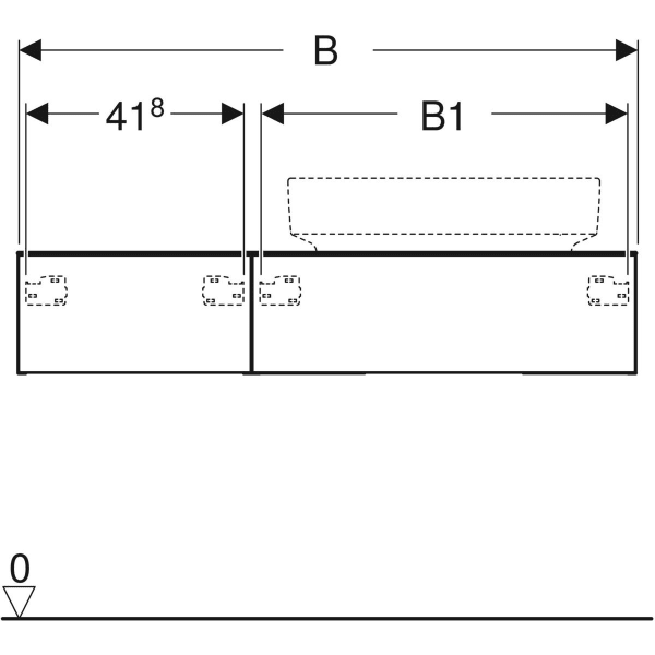 Keramag Geberit VariForm Cabinet For Lay-on Washbasin With Two Drawers Shelf Surface And Trap