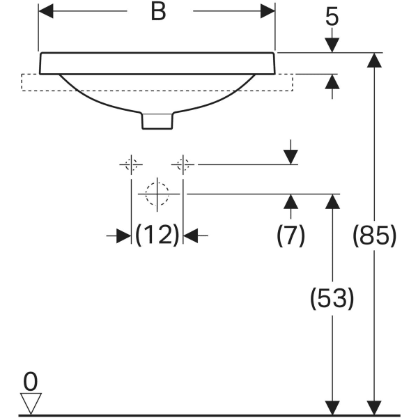 Keramag Geberit VariForm Countertop Washbasin Oval With Tap Hole Bench