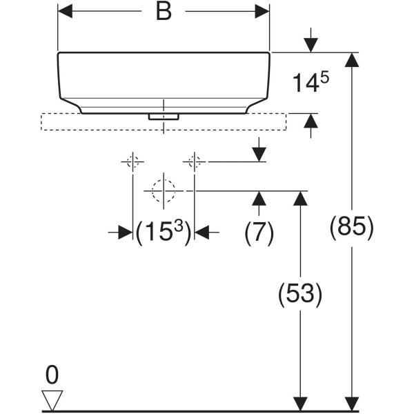 Keramag Geberit VariForm Lay-on Washbasin Elliptic With Tap Hole Bench