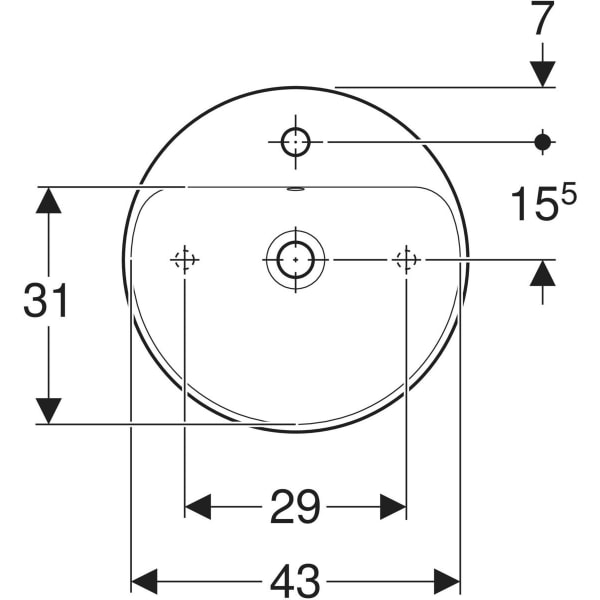 Keramag Geberit VariForm Lay-on Washbasin Round With Tap Hole Bench