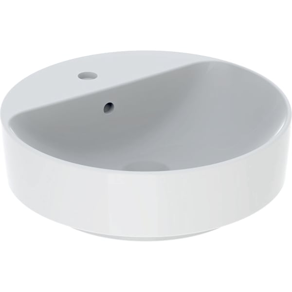 keramag Geberit VariForm lay-on washbasin round with tap hole bench