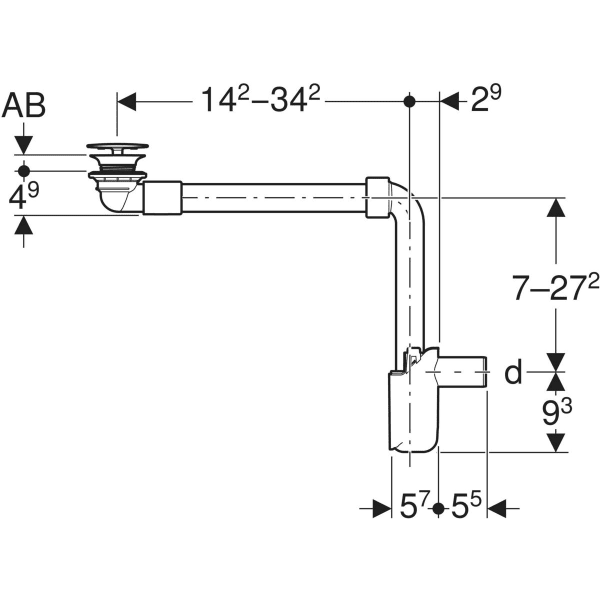 Keramag Geberit Washbasin Drain Space-saving Model Slim Design With Free Outlet And Valve Cover
