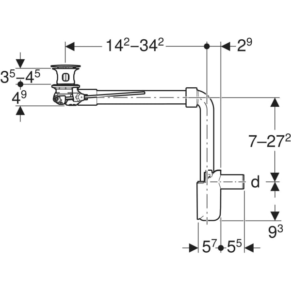 Keramag Geberit Washbasin Drain Space-saving Model Slim Design With External Waste Plug And Lever Actuation
