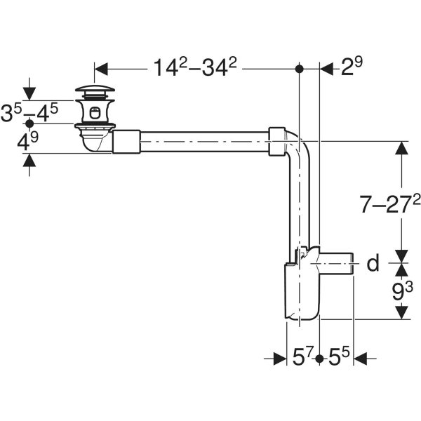 Keramag Geberit Washbasin Drain Space-saving Model Slim Design With External Waste Plug With Push Actuation