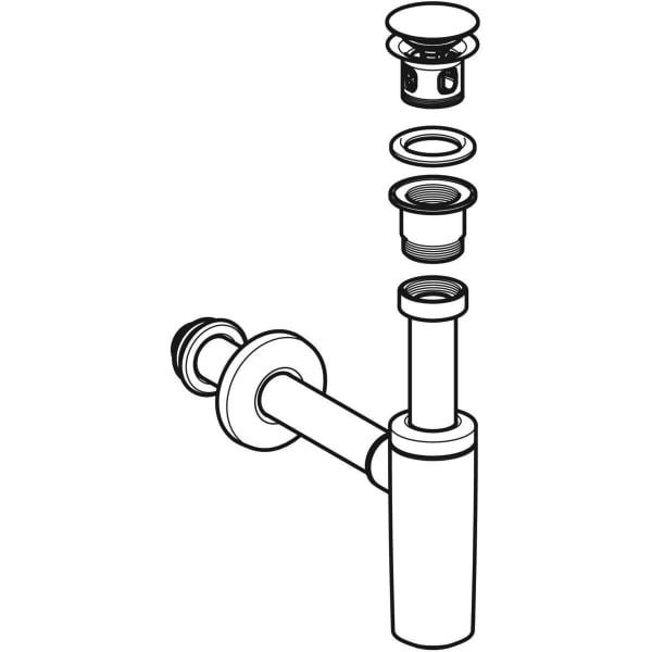 Keramag Geberit Washbasin Drain With Trap External Waste Plug With Push Actuation Horizontal Outlet