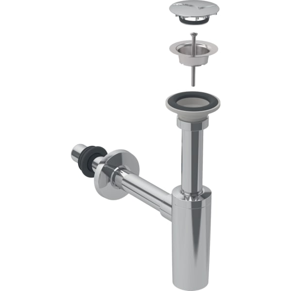keramag Geberit washbasin drain with trap valve cover and sleeve horizontal outlet