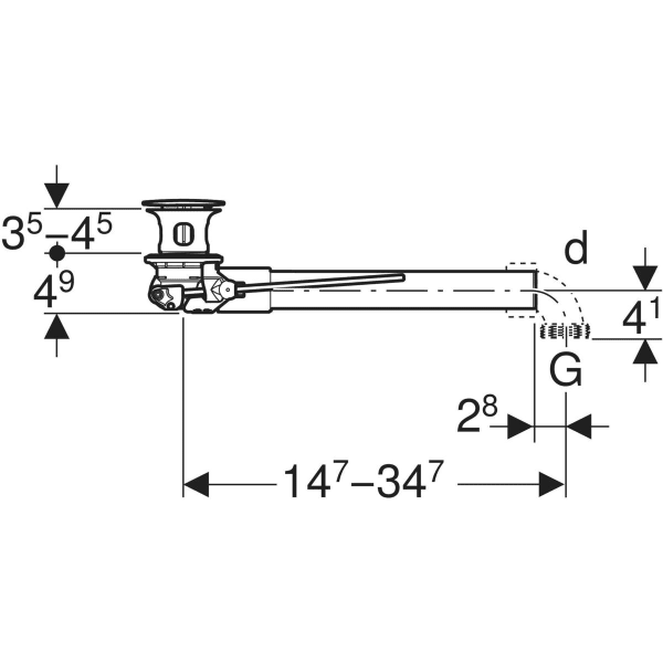 Keramag Geberit Waste Outlet Space-saving Model Slim Design With External Waste Plug With Lever Actuation
