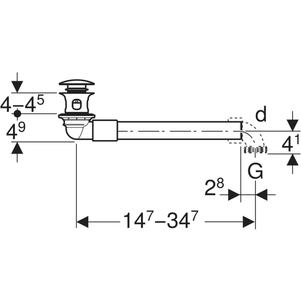 Keramag Geberit Waste Outlet Space-saving Model Slim Design With External Waste Plug With Push Actuation