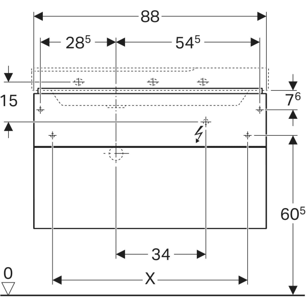 Keramag Geberit Xeno² Cabinet For Washbasin With Shelf Surface With Two Drawers