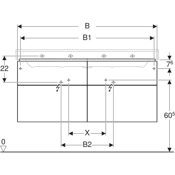 Keramag Geberit Xeno² Cabinet For Washbasin With Width From 120 Cm With Four Drawers