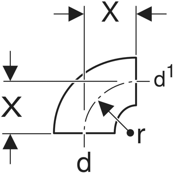 Keramag Geberit HDPE Bend 90° Reduced Without Leg
