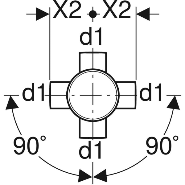 Keramag Geberit HDPE Quadruple Branch Fitting 88.5°