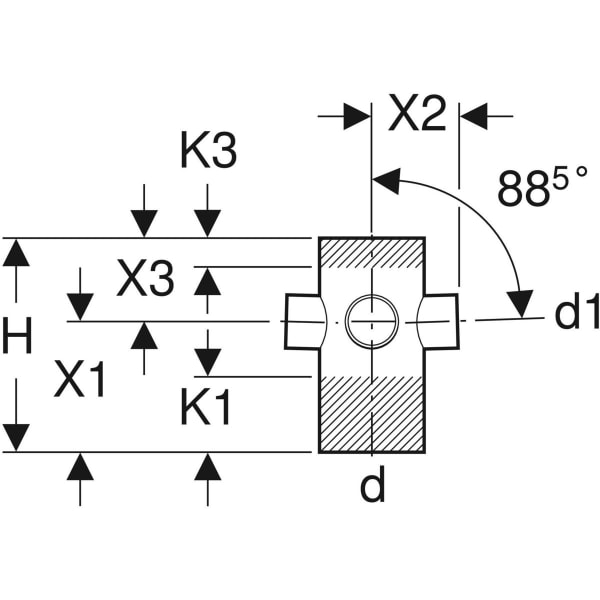 Keramag Geberit HDPE Quadruple Branch Fitting 88.5°