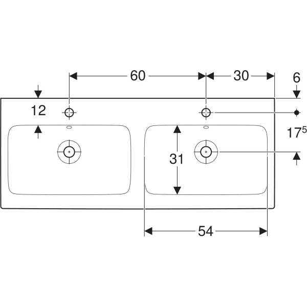 Keramag Geberit ICon Double Washbasin