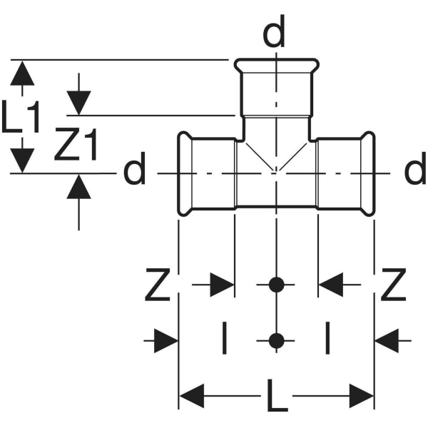 Keramag Geberit Mapress Copper T-piece Equal