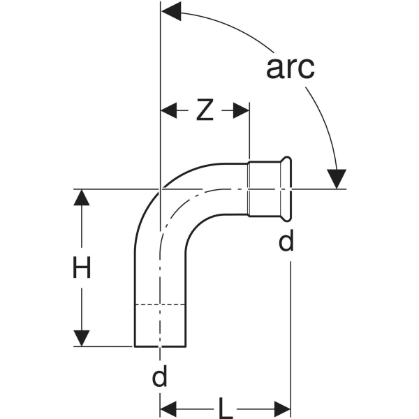 Keramag Geberit Mapress CuNiFe Bend With Plain End