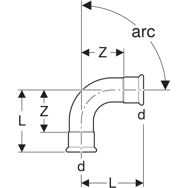 Keramag Geberit Mapress Stainless Steel Bend (gas)