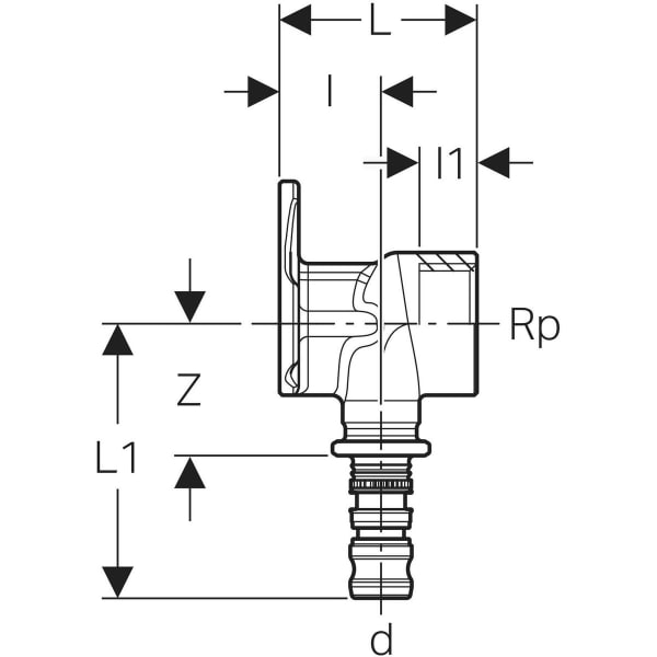 Keramag Geberit Mepla Elbow Tap Connector 90°