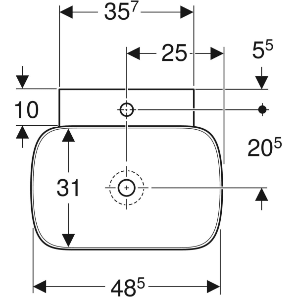 Keramag Geberit ONE Lay-on Washbasin Bowl Shape