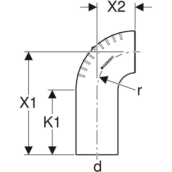 Keramag Geberit Silent-db20 Bend 90° With Large Leg